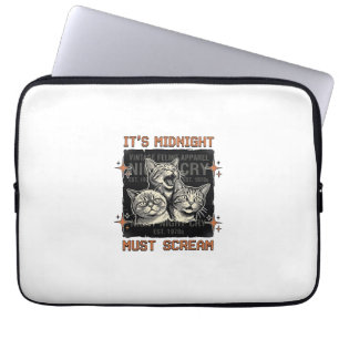 Lustiges Mitternachts-Schreien-Katzen Vintage-Shir Laptopschutzhülle