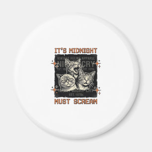 Lustiges Mitternachts-Schreien-Katzen Vintage-Shir Magnet