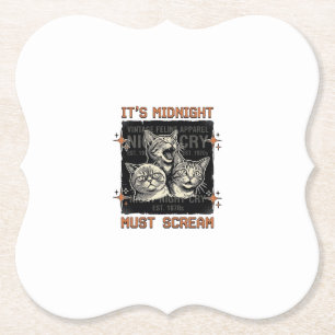 Lustiges Mitternachts-Schreien-Katzen Vintage-Shir Untersetzer