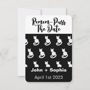 Lustiges modernes Schwarz-Weiß-Katzen-Save-the-Dat Save The Date