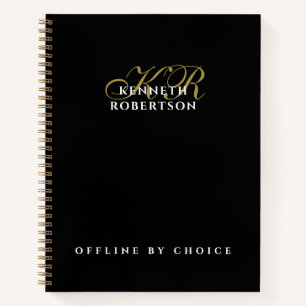Lustiges Monogramm Inspirierend Schwarz Gold Weiß Notizblock