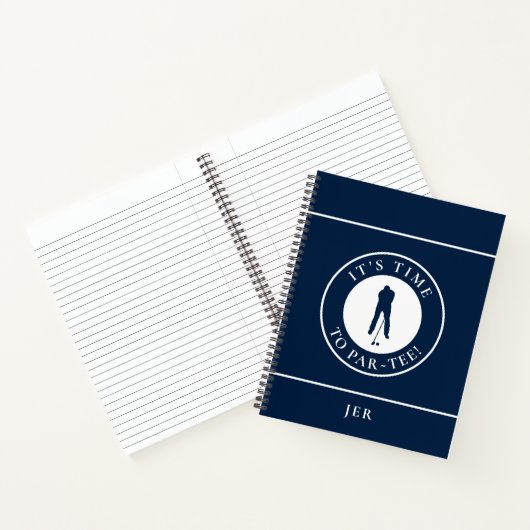 Lustiges monogrammiertes Golf-Logo – Par Tee blaue Notizblock (Innenseite)
