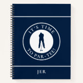 Lustiges monogrammiertes Golf-Logo – Par Tee blaue Notizblock (Vorderseite)