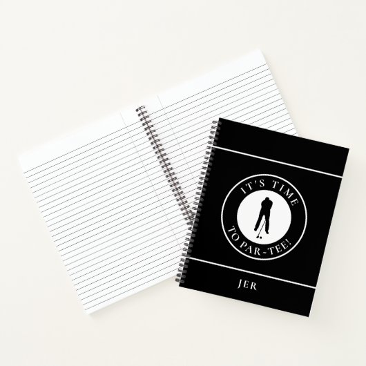Lustiges monogrammtes Golf-Log – Par Tee schwarzer Notizblock (Innenseite)