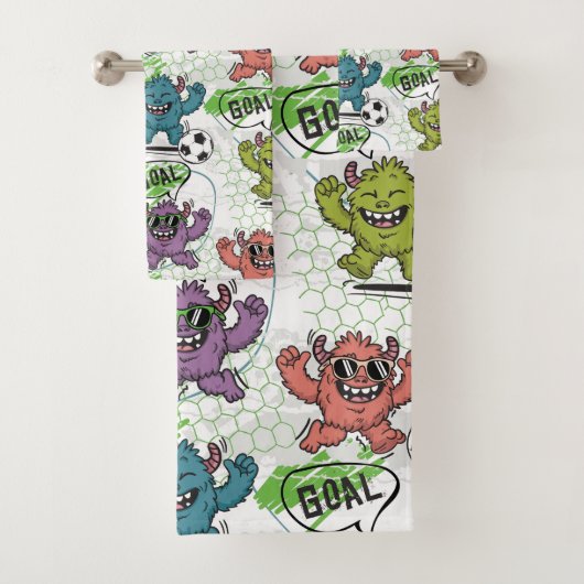 Lustiges Monster-Fußball-Kinder-Muster Badhandtuch Set (Insitu)