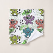 Lustiges Monster-Fußball-Kinder-Muster Badhandtuch Set (Waschlappen)