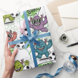 Lustiges Monster-Fußball-Kinder-Muster Geschenkpapier
