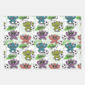 Lustiges Monster-Fußball-Kinder-Muster Geschenkpapier Set (Vorderseite 3)
