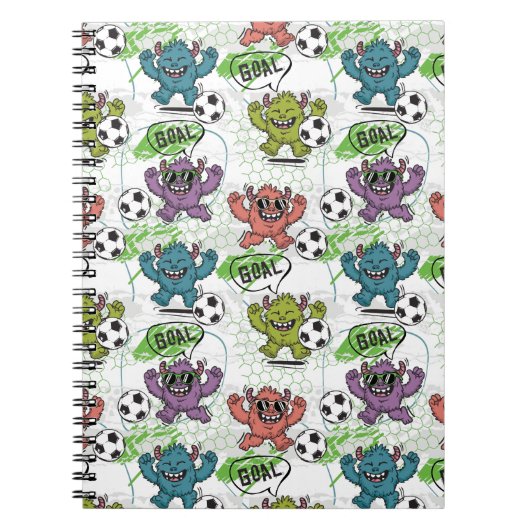 Lustiges Monster-Fußball-Kinder-Muster Notizblock (Vorderseite)