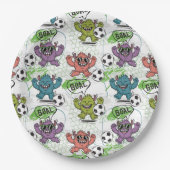 Lustiges Monster-Fußball-Kinder-Muster Pappteller (Vorderseite)
