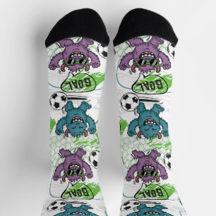 Lustiges Monster-Fußballmuster Socken