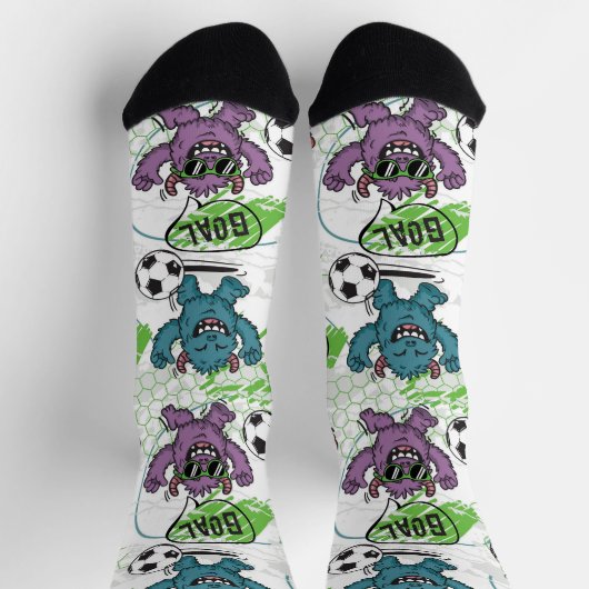 Lustiges Monster-Fußballmuster Socken (Oben)