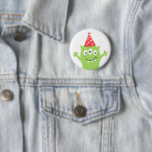 Lustiges Monster mit rotem Partyhut Button (Beispiel)