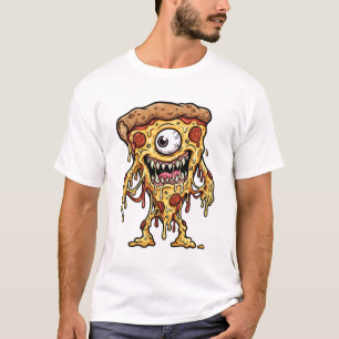 Lustiges Monster-Pizza-Scheiben-Cartoon-Essen-Char T-Shirt