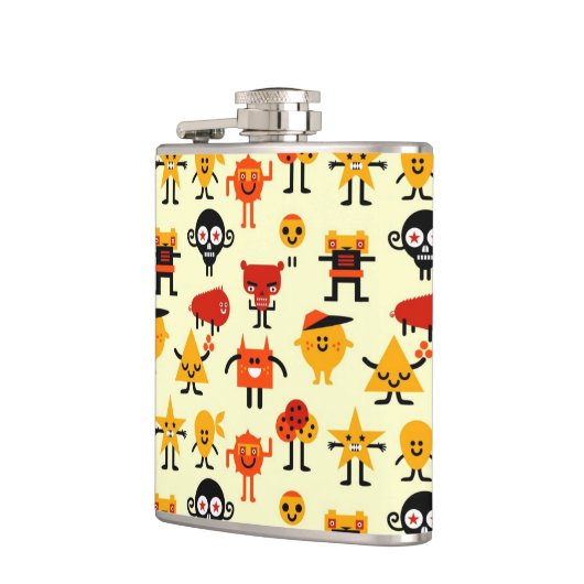 Lustiges Monstermuster Flachmann (Links)