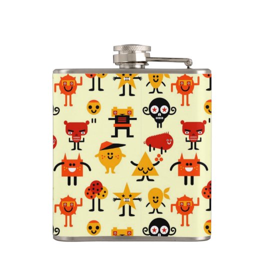 Lustiges Monstermuster Flachmann (Rückseite)