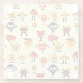 Lustiges Monstermuster Glasuntersetzer (Rückseite)