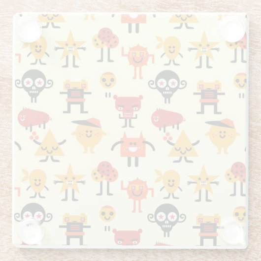 Lustiges Monstermuster Glasuntersetzer (Rückseite)