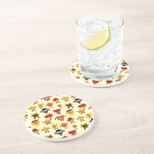 Lustiges Monstermuster Sandstein Untersetzer (Seite)