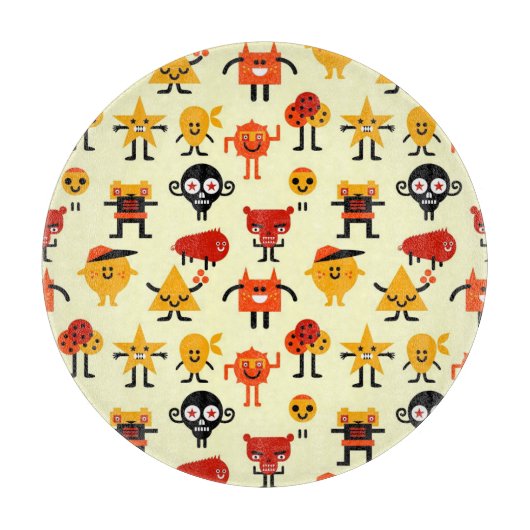 Lustiges Monstermuster Schneidebrett (Vorderseite)