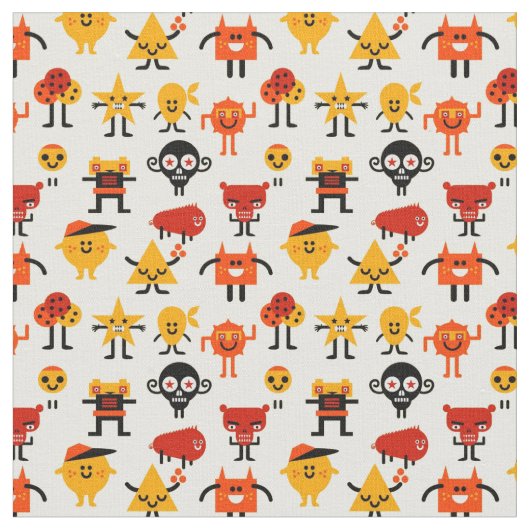 Lustiges Monstermuster Stoff (Nahaufnahme)