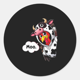 Lustiges Moo Truthahn Kuh Kostüm Thanksgiving Männ Runder Aufkleber