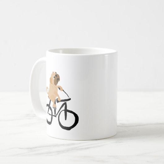 Lustiges Mops-Welpen-Hundereitfahrrad Kaffeetasse (Vorderseite Links)