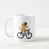 Lustiges Mops-Welpen-Hundereitfahrrad Kaffeetasse (Links)
