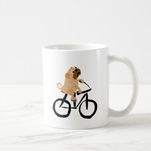 Lustiges Mops-Welpen-Hundereitfahrrad Kaffeetasse (Rechts)