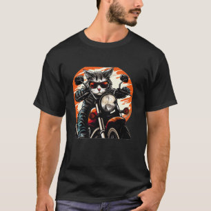 Lustiges Motorrad-Katzenkostüm für Biker und Katze T-Shirt