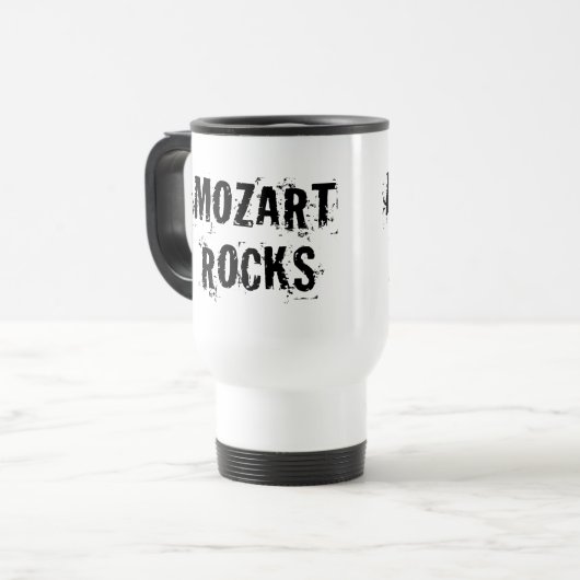 Lustiges Mozart-Felsen-Musik-Geschenk Reisebecher (Vorderseite Links)
