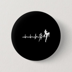 Lustiges Muay-Thai-Herzschlag-Herz-Kickboxen-Liebe Button