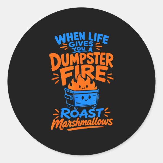 Lustiges Müllcontainer-Feuer-Marshmallow Runder Aufkleber (Vorderseite)