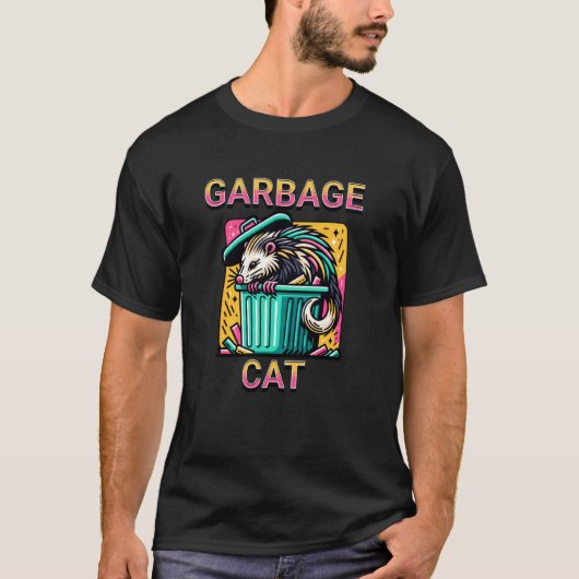 Lustiges Müllkatze-Opossum-Design T-Shirt (Vorderseite)