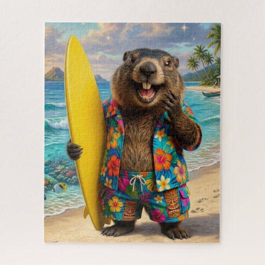 Lustiges Murmeltier beim Surfen Puzzle (Vertikal)