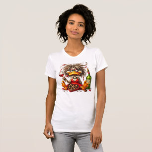 Lustiges mürrisches Enten-Wein- und Schokoladen-T- T-Shirt