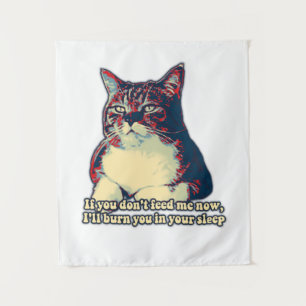 Lustiges mürrisches Katzen-Meme für Katzenbesitzer Wandteppich
