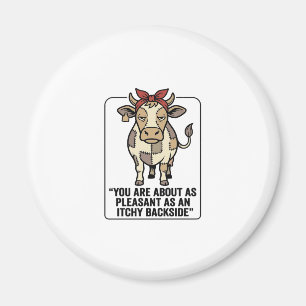 Lustiges mürrisches Patchwork-Kuh Vintage T-Shirt Magnet