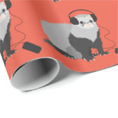 Lustiges Musikfreund-Frettchen Geschenkpapier (Rolleneckpunkt)
