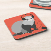 Lustiges Musikfreund-Frettchen Getränkeuntersetzer (Linke Seite)