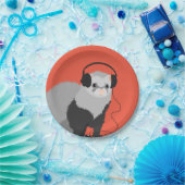 Lustiges Musikfreund-Frettchen Pappteller (Party)