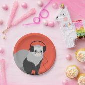 Lustiges Musikfreund-Frettchen Pappteller (Party)