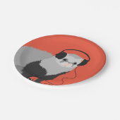 Lustiges Musikfreund-Frettchen Pappteller (Schrägansicht)