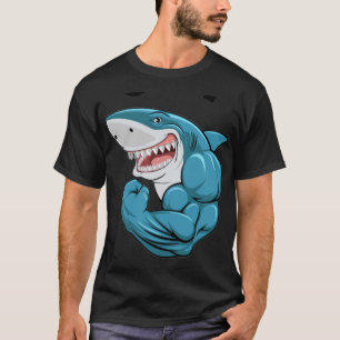 Lustiges Muskel-Shark-Gym-Workout T-Shirt für Männ