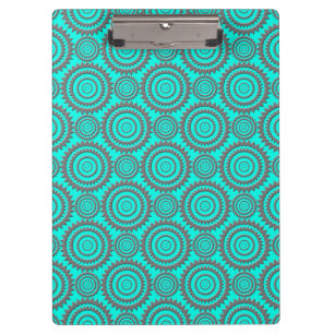 Lustiges Muster Aqua Graue Kreise Geometrische Kun Klemmbrett