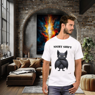 Lustiges Nachtschicht-Fledermaus-T-Shirt T-Shirt