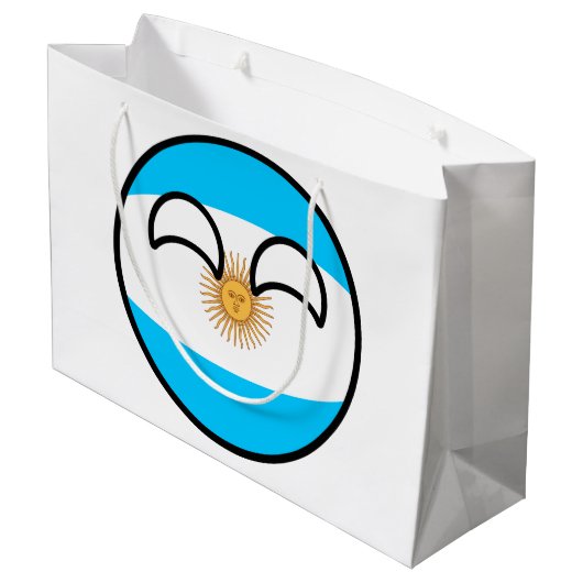 Lustiges neigendes Geeky Argentinien Countryball Große Geschenktüte (Rückseite Schrägansicht)