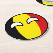 Lustiges neigendes Geeky Belgien Countryball Runder Pappuntersetzer (Angewinkelt)