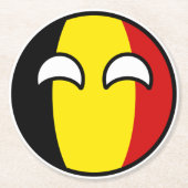 Lustiges neigendes Geeky Belgien Countryball Runder Pappuntersetzer (Vorderseite)