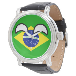 Lustiges neigendes Geeky Brasilien Countryball Armbanduhr